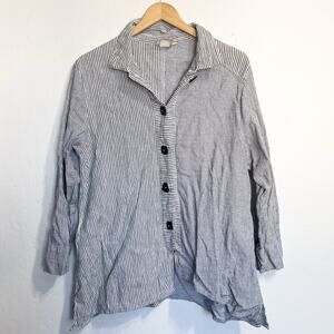 Mill Valley Clothing Company Womens Large Button Down Lagenlook Stripe Long Slv